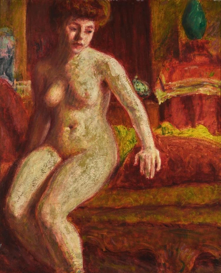 Nudo seduto su una chaise longue